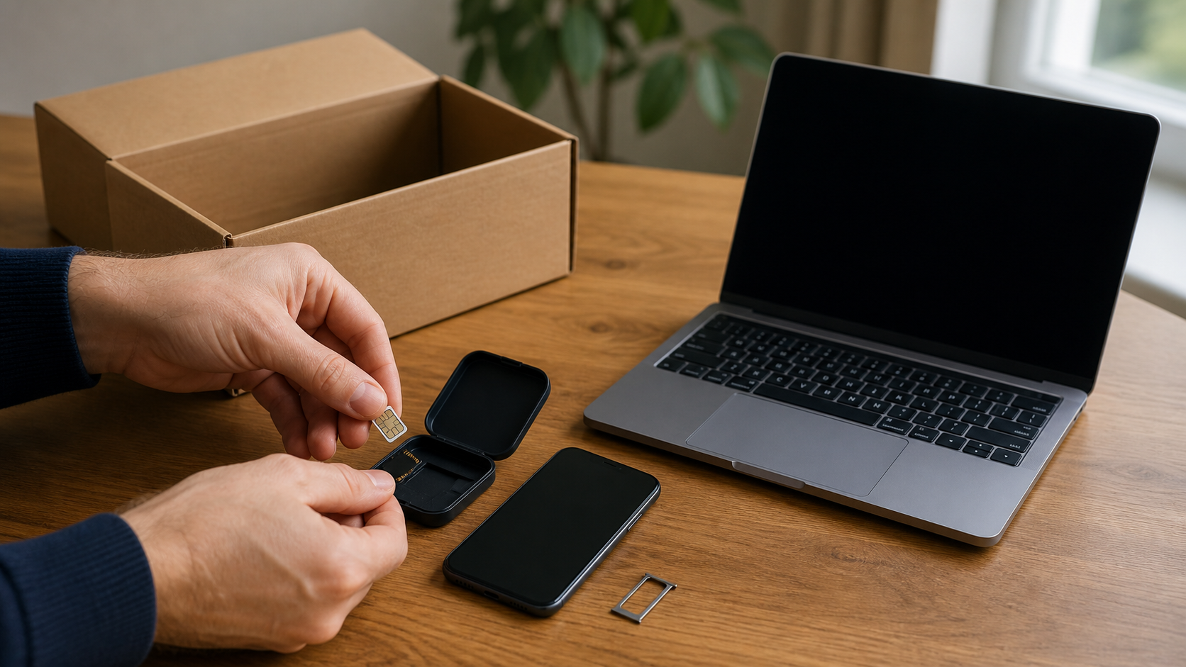 SIM card and storage card removed before a device handoff